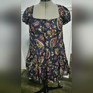 Zara Floral Paisley Dress - Navy and Multicolor